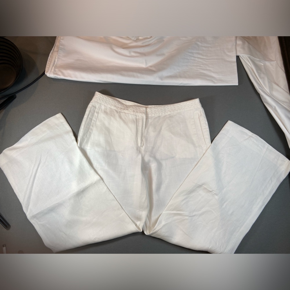 Escada Sport White Linen‎ Pants, Wide leg, Size 46